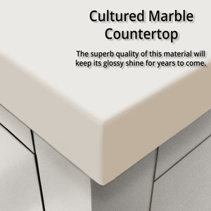 English Elm White Double Bath Vanity Set With Cultured Marble Top & 36" Mirrors - Elegant Storage Solution B2731S01588-GIGA