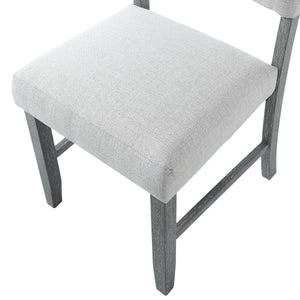 English Elm Wooden Modern Fabric Upholstered Dining Chairs Set of 4 – Farmhouse Style, Padded Seats & Solid Wood Legs Gray+Beige N752P294998E