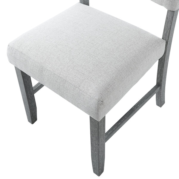 English Elm Wooden Modern Fabric Upholstered Dining Chairs Set of 4 – Farmhouse Style, Padded Seats & Solid Wood Legs Gray+Beige N752P294998E