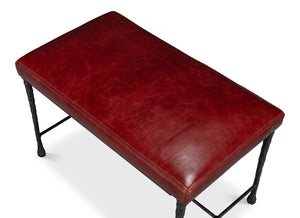 Sarreid Kings Road Bench Leather - Stylish Iron & Leather Design For Modern Home Décor And Comfort Red  53746