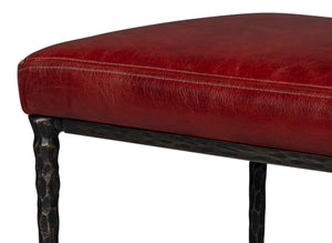 Sarreid Kings Road Bench Leather - Stylish Iron & Leather Design For Modern Home Décor And Comfort Red  53746