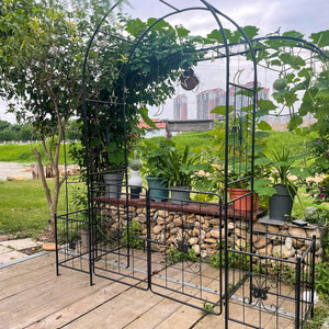English Elm Garden Arch Arbor Trellis With Gate - Durable Metal Design For Climbing Plants, Weddings & Patios W840P321539