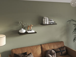 English Elm Ecco 31.5" Floating Shelves Set of 2 Dark Oak – Hidden Brackets, Sturdy Particleboard Display Storage B200P350342