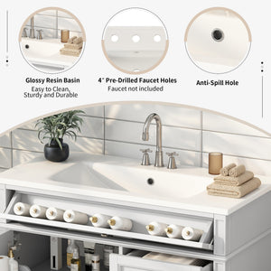 English Elm 36'' Modern Bathroom Vanity With Storage, Elegant Resin Sink, 2 Drawers & Tip-Out Drawer Design N710S136004K