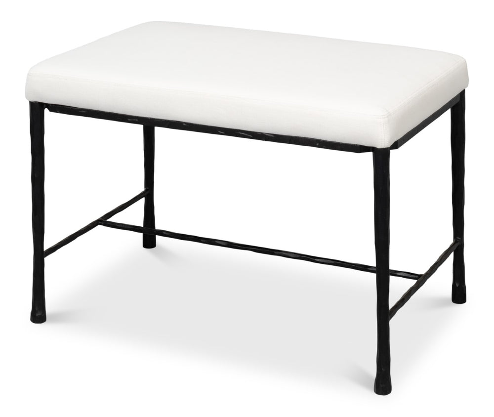 Sarreid Kings Road Bench - Elegant Iron Frame With Cozy Fabric Upholstery For Stylish Outdoor Seating White  53756