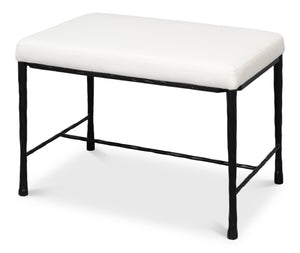 Sarreid Kings Road Bench - Elegant Iron Frame With Cozy Fabric Upholstery For Stylish Outdoor Seating White  53756