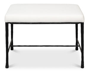 Sarreid Kings Road Bench - Elegant Iron Frame With Cozy Fabric Upholstery For Stylish Outdoor Seating White  53756