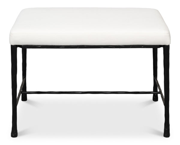 Sarreid Kings Road Bench - Elegant Iron Frame With Cozy Fabric Upholstery For Stylish Outdoor Seating White  53756