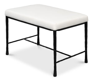 Sarreid Kings Road Bench - Elegant Iron Frame With Cozy Fabric Upholstery For Stylish Outdoor Seating White  53756