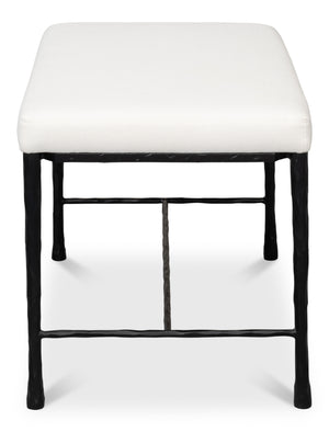 Sarreid Kings Road Bench - Elegant Iron Frame With Cozy Fabric Upholstery For Stylish Outdoor Seating White  53756