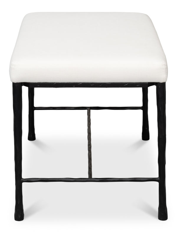 Sarreid Kings Road Bench - Elegant Iron Frame With Cozy Fabric Upholstery For Stylish Outdoor Seating White  53756