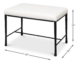 Sarreid Kings Road Bench - Elegant Iron Frame With Cozy Fabric Upholstery For Stylish Outdoor Seating White  53756