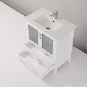 English Elm White Bath Vanity With Ceramic Top And Chrome Faucet Set – Elegant Storage Solution For Modern Homes B2731P260509-GIGA