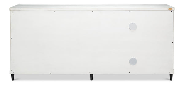 Sarreid Elegance White Finish Credenza - Stylish Pine Wood & Iron Design For Modern Home Storage Solutions White  53760