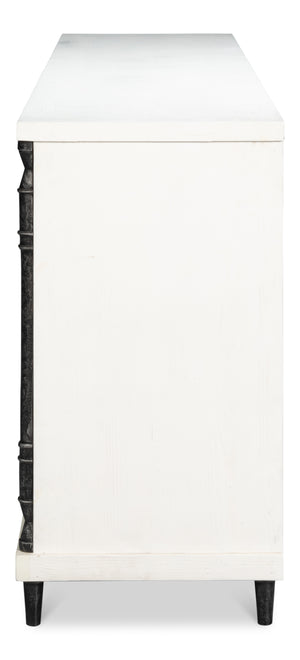 Sarreid Elegance White Finish Credenza - Stylish Pine Wood & Iron Design For Modern Home Storage Solutions White  53760