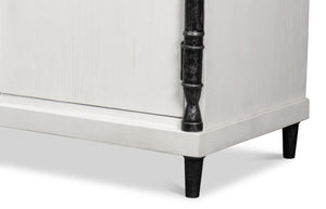 Sarreid Elegance White Finish Credenza - Stylish Pine Wood & Iron Design For Modern Home Storage Solutions White  53760