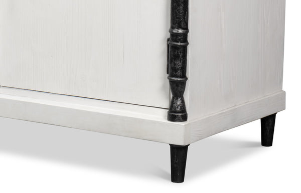 Sarreid Elegance White Finish Credenza - Stylish Pine Wood & Iron Design For Modern Home Storage Solutions White  53760