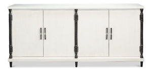 Sarreid Elegance White Finish Credenza - Stylish Pine Wood & Iron Design For Modern Home Storage Solutions White  53760