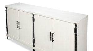 Sarreid Elegance White Finish Credenza - Stylish Pine Wood & Iron Design For Modern Home Storage Solutions White  53760