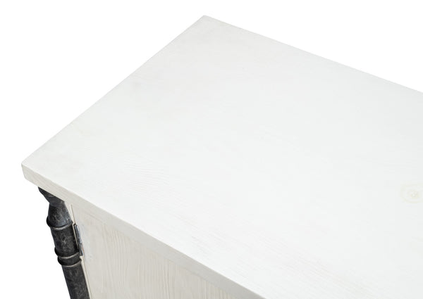 Sarreid Elegance White Finish Credenza - Stylish Pine Wood & Iron Design For Modern Home Storage Solutions White  53760