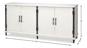 Sarreid Elegance White Finish Credenza - Stylish Pine Wood & Iron Design For Modern Home Storage Solutions White  53760