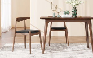 English Elm [video] Rubberwood Dining Chairs Set of 2 Faux Leather Ergonomic Retro Splayed Leg Design Walnut+Black N759P386879B