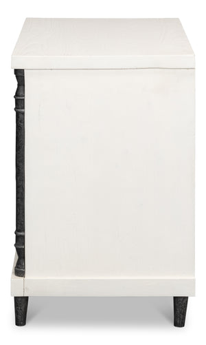 Sarreid Elegance Nightstand - Chic White Finish, Durable Pine Wood & Stylish Cast Iron Accents For Any Room White  53761