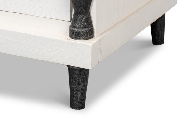 Sarreid Elegance Nightstand - Chic White Finish, Durable Pine Wood & Stylish Cast Iron Accents For Any Room White  53761