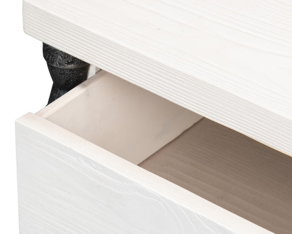 Sarreid Elegance Nightstand - Chic White Finish, Durable Pine Wood & Stylish Cast Iron Accents For Any Room White  53761