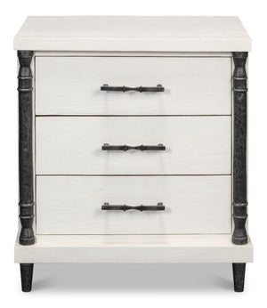 Sarreid Elegance Nightstand - Chic White Finish, Durable Pine Wood & Stylish Cast Iron Accents For Any Room White  53761