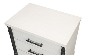 Sarreid Elegance Nightstand - Chic White Finish, Durable Pine Wood & Stylish Cast Iron Accents For Any Room White  53761