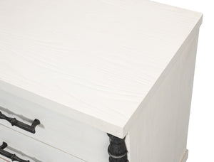 Sarreid Elegance Nightstand - Chic White Finish, Durable Pine Wood & Stylish Cast Iron Accents For Any Room White  53761