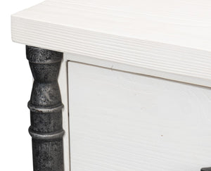 Sarreid Elegance Nightstand - Chic White Finish, Durable Pine Wood & Stylish Cast Iron Accents For Any Room White  53761