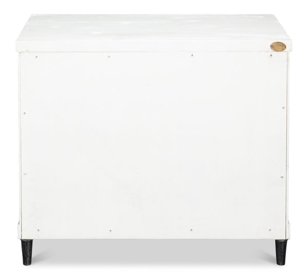Sarreid Elegance Nightstand - Stylish White Finish Modern Design With Durable Pine Wood & Iron Accents White  53762