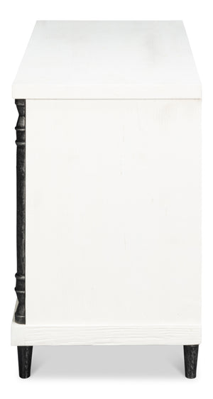 Sarreid Elegance Nightstand - Stylish White Finish Modern Design With Durable Pine Wood & Iron Accents White  53762