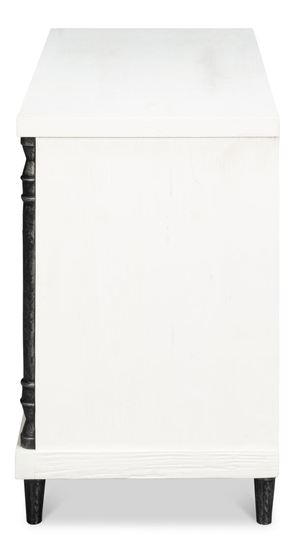 Sarreid Elegance Nightstand - Stylish White Finish Modern Design With Durable Pine Wood & Iron Accents White  53762