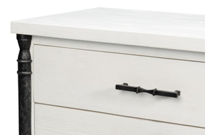 Sarreid Elegance Nightstand - Stylish White Finish Modern Design With Durable Pine Wood & Iron Accents White  53762