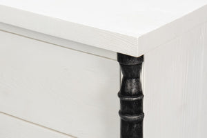 Sarreid Elegance Nightstand - Stylish White Finish Modern Design With Durable Pine Wood & Iron Accents White  53762