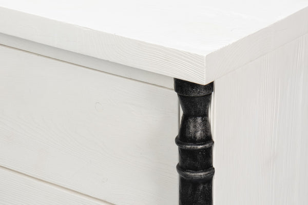 Sarreid Elegance Nightstand - Stylish White Finish Modern Design With Durable Pine Wood & Iron Accents White  53762