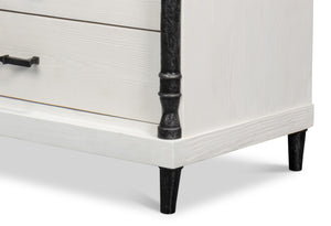Sarreid Elegance Nightstand - Stylish White Finish Modern Design With Durable Pine Wood & Iron Accents White  53762