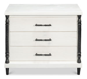 Sarreid Elegance Nightstand - Stylish White Finish Modern Design With Durable Pine Wood & Iron Accents White  53762