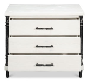 Sarreid Elegance Nightstand - Stylish White Finish Modern Design With Durable Pine Wood & Iron Accents White  53762