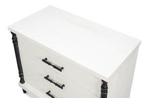 Sarreid Elegance Nightstand - Stylish White Finish Modern Design With Durable Pine Wood & Iron Accents White  53762