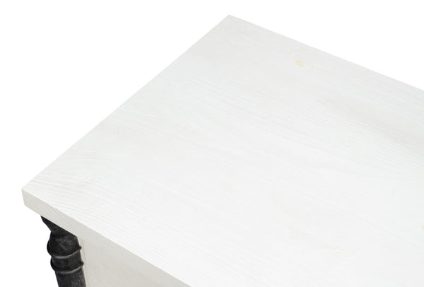 Sarreid Elegance Nightstand - Stylish White Finish Modern Design With Durable Pine Wood & Iron Accents White  53762