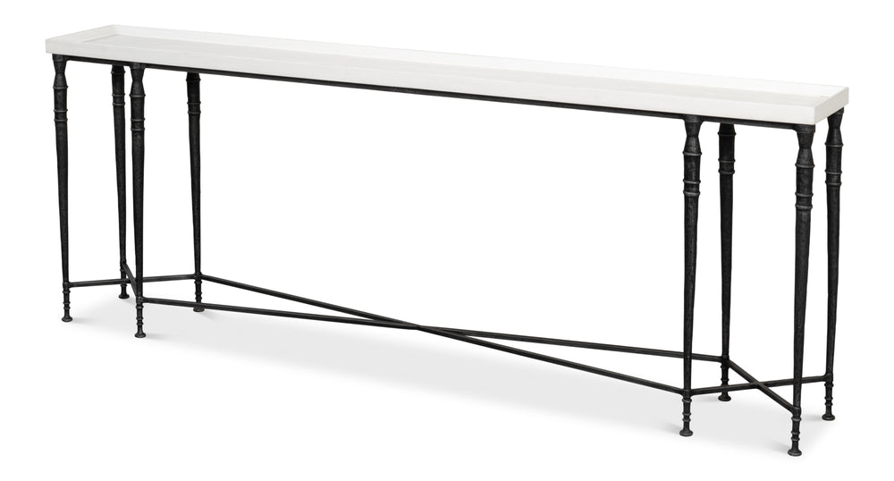 Sarreid Nathaniel Antique Black And Off White Console Table - Stylish Pine And Iron Design For Your Home White  53764