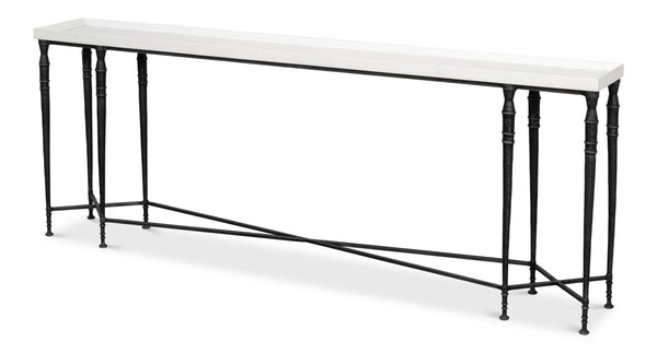 Sarreid Nathaniel Antique Black And Off White Console Table - Stylish Pine And Iron Design For Your Home White  53764