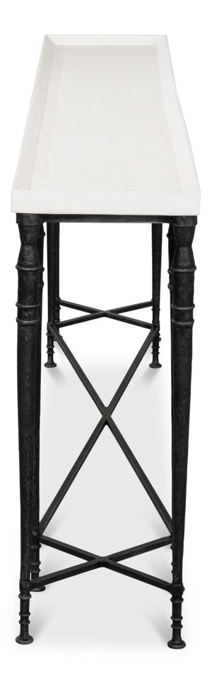 Sarreid Nathaniel Antique Black And Off White Console Table - Stylish Pine And Iron Design For Your Home White  53764