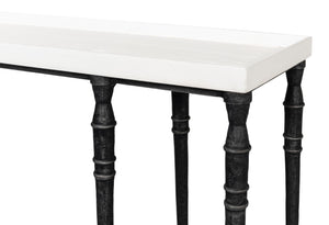 Sarreid Nathaniel Antique Black And Off White Console Table - Stylish Pine And Iron Design For Your Home White  53764