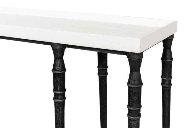 Sarreid Nathaniel Antique Black And Off White Console Table - Stylish Pine And Iron Design For Your Home White  53764