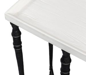Sarreid Nathaniel Antique Black And Off White Console Table - Stylish Pine And Iron Design For Your Home White  53764